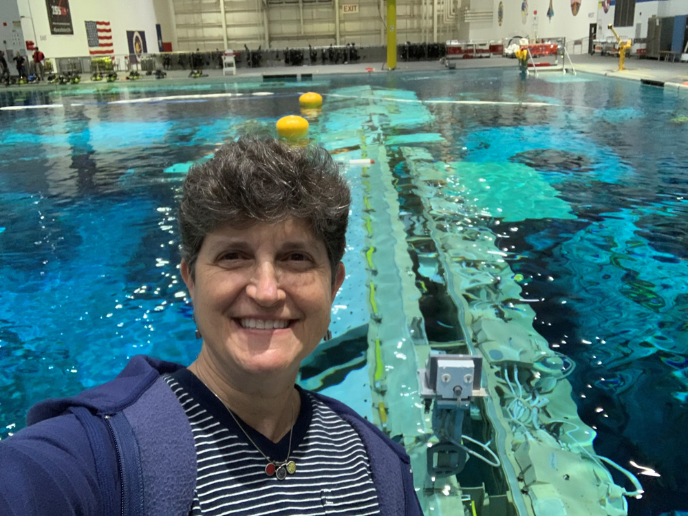 Lisa Shore at the Neutral Buoyancy Laboratory (NBL), an astronaut training facility complete with a mock-up of the International Space Station. NBL is operated by NASA and located at the Sonny Carter Training Facility.